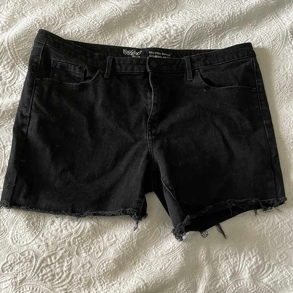 Mossimo Black Cut Off Jean Shorts Skinny Fit 16R